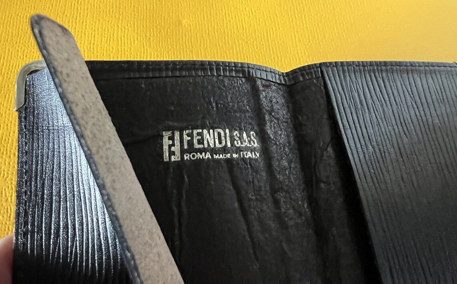 Fendi Porte-Documents Homme Tissu Citrouille Interne Cuir Original Vintage
