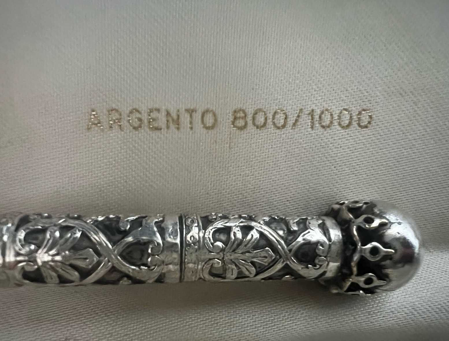 BIC Ballpoint Pen SILVER 800 Engraved Bas Relief Rare Vintage Jewelry 