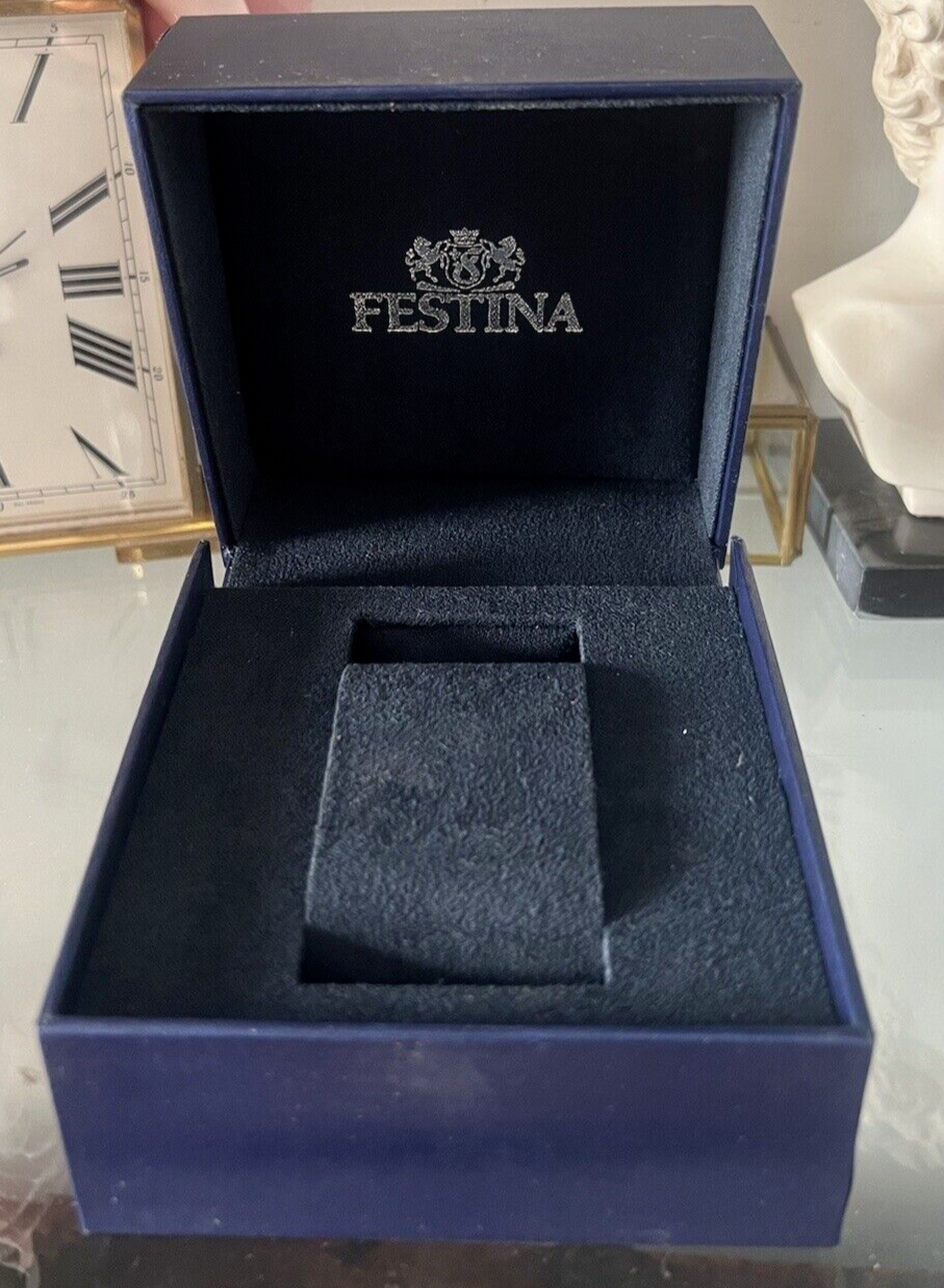 🔴 FESTINA box scatola orologio custodia blu interno floccato con fermo