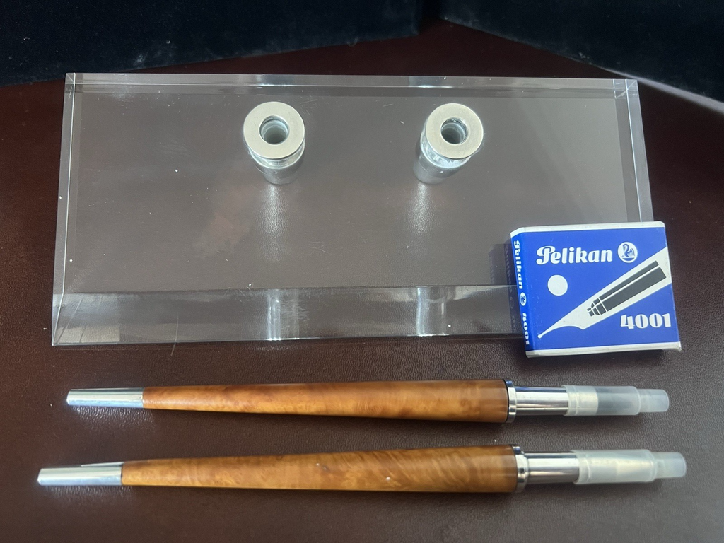 Giannini Base Stylo-Plume Stylo à Plume Sphère Argent 925 Bois Stilofori Schreibtisch 