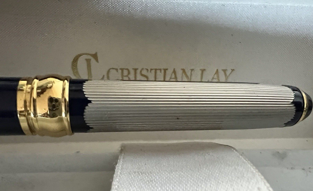 🔴 CRISTIAN LAY penna stilografica spagnola blu iridium point profili laminati