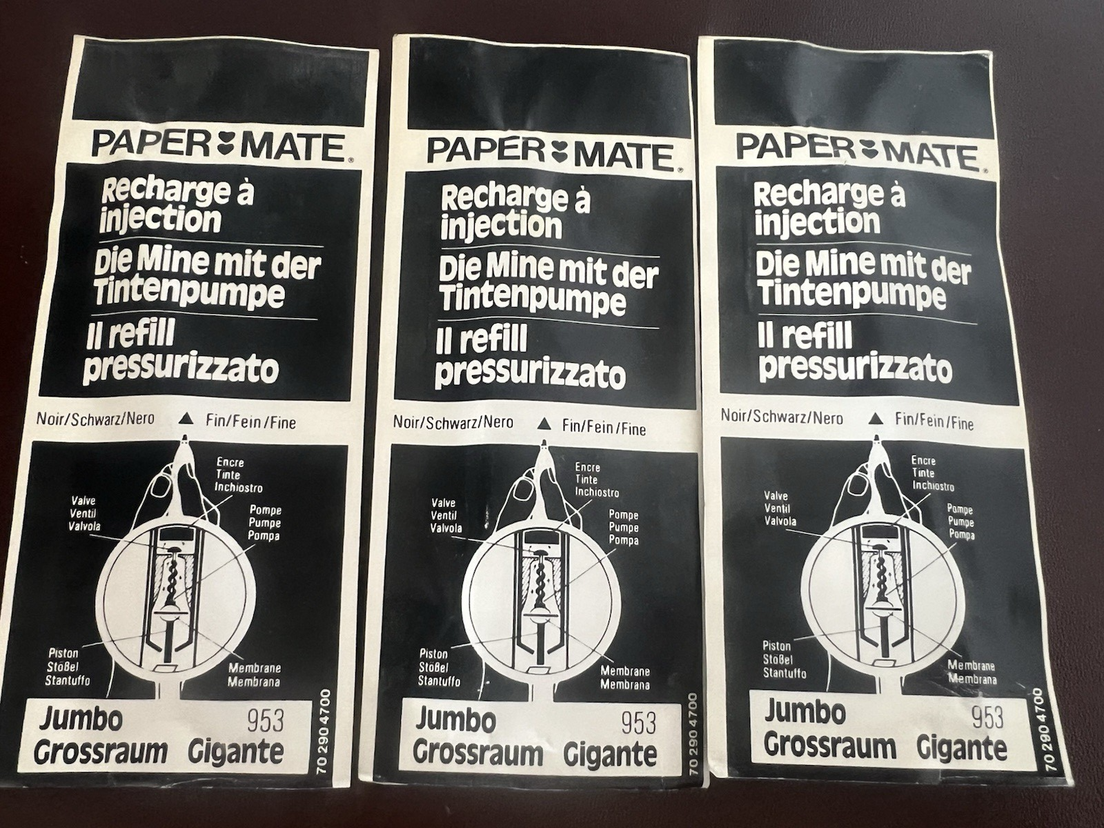 🔴 PAPERMATE refill penna NERO F fine 3 PEZZI ricambi ricarica inchiostro Aurora