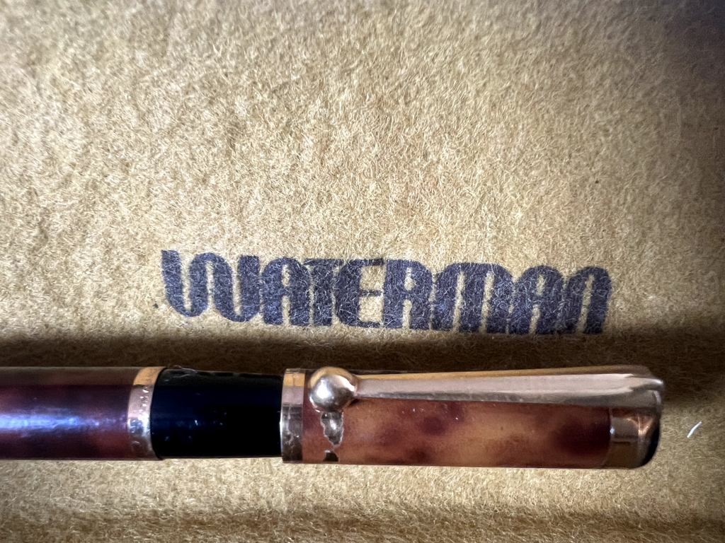 🔴 WATERMAN Kugelschreiber mit marmoriertem Lack, Vintage-Stil 