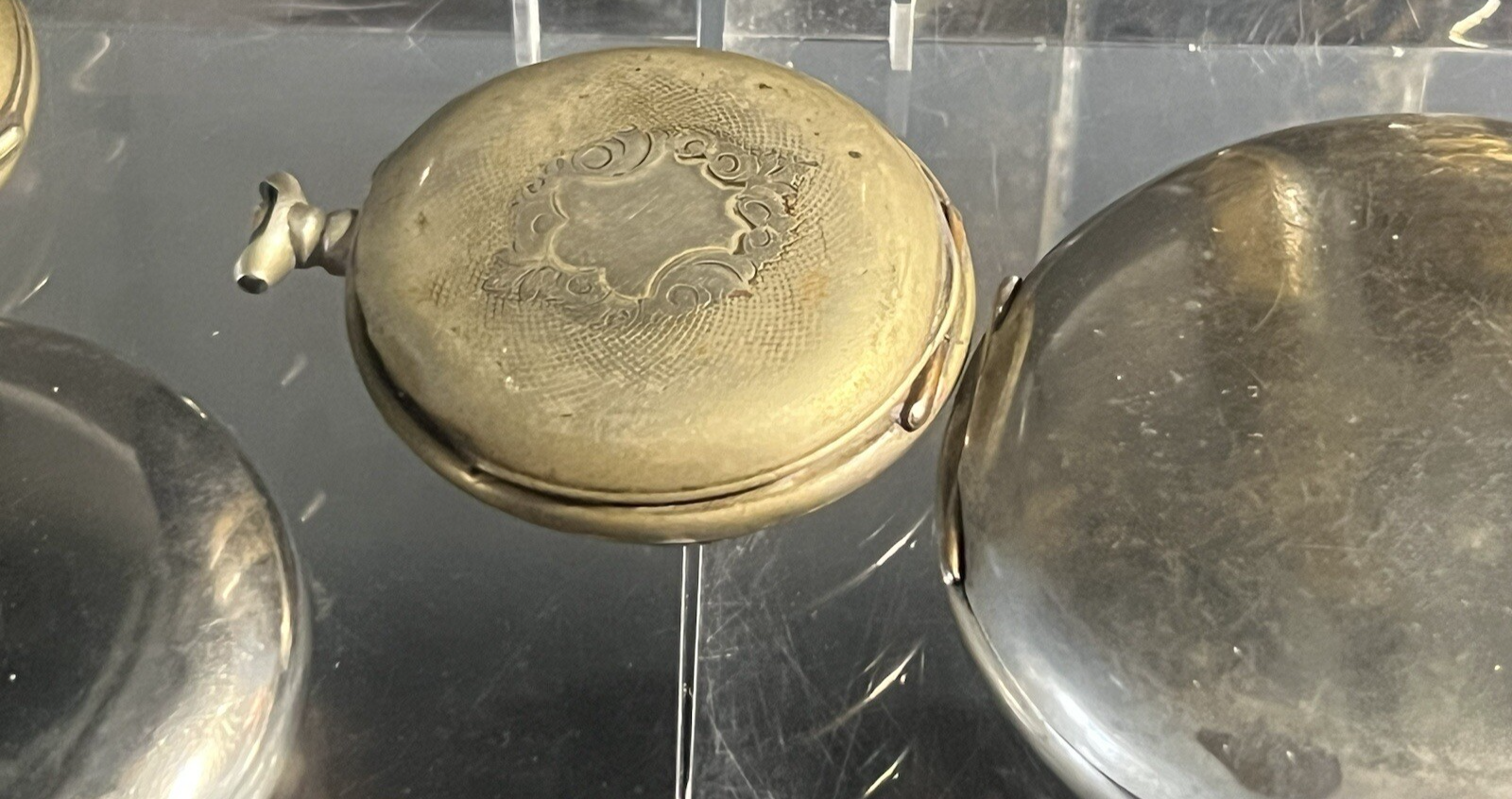 🔴 CASSA orologio tasca uomo CESELLATA NUMERATA parti ricambio 4 Pz vintage