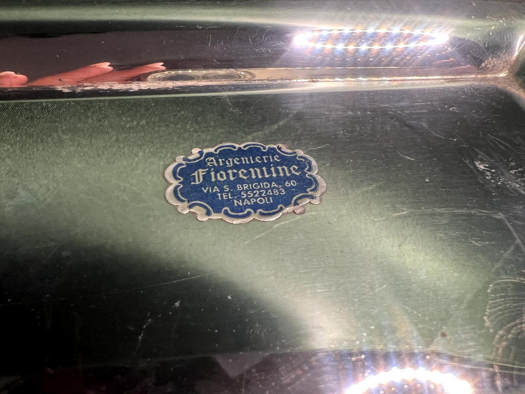 🔴 ARGENTERIE FIORENTINE base calamaio Sheffield con inserti inchiostri vintage