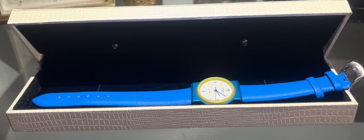 🔴 MONDIA orologio unisex FLASH azzurro Movimentol quarzo funzionante vintage