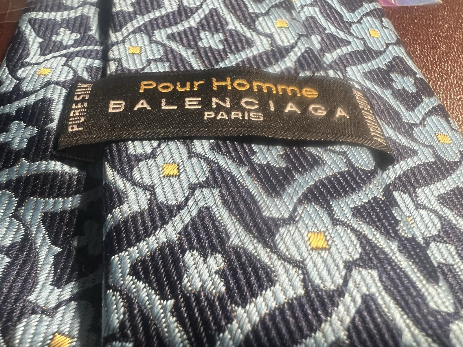 BALENCIAGA Men's Tie Blue Multicolor Elegant Pure Silk 