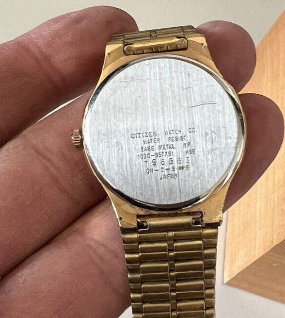 🔴 CITIZEN orologio uomo dorato GN0 S6100S5779 quarzo con scatola vintage