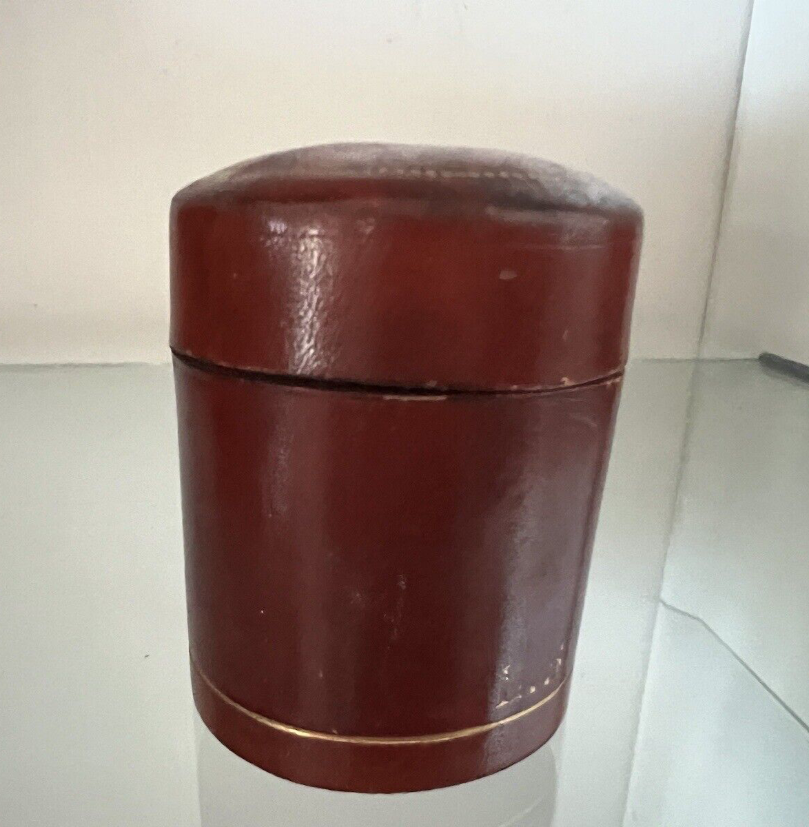 🔴 Scatola OROLOGIO box ciondolo gioiello pelle dorata L 3,7 h 5,5 ANTICA