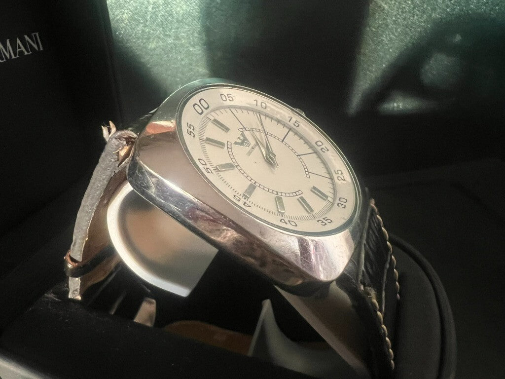 Emporio Armani Men's Watch Quartz Steel Square Case And Warranty