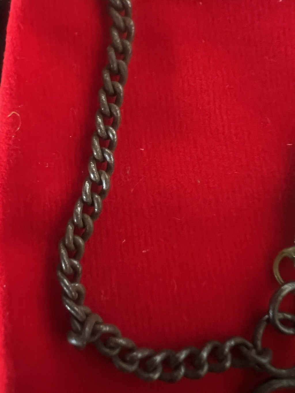 🔴 CATENA orologio tasca ottone bronzato con moschettone Lunghezza 29 cm VINTAGE