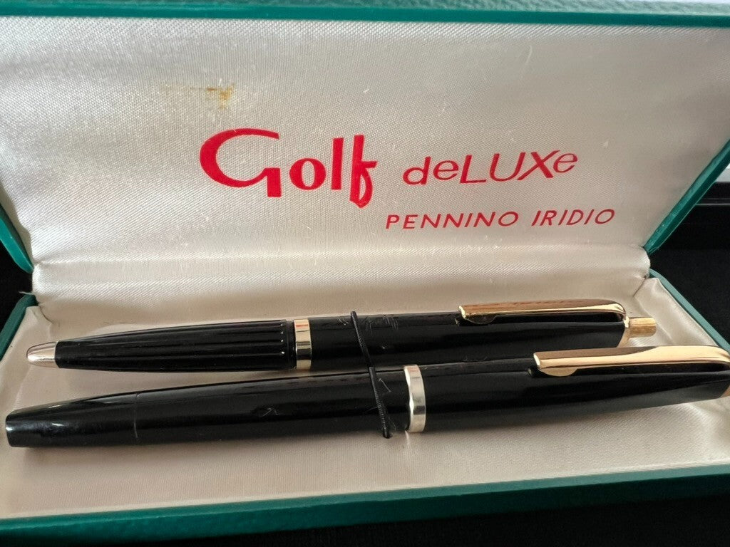 🔴 GOLF Deluxe Kolben- und Kugelschreiber mit Vintage-Etui 