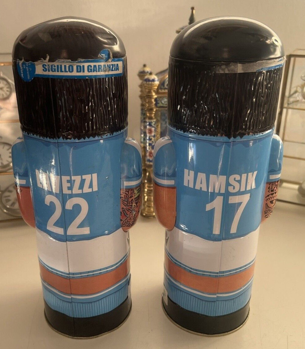 🔴 CALCIO NAPOLI Lavezzi Hamsik scatole in latta RARE DA COLLEZIONE VINTAGE H25