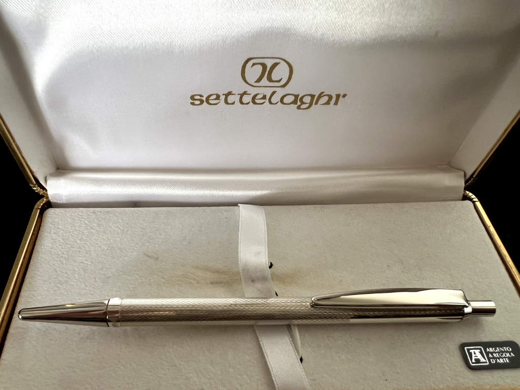 🔴 SETTELAGHI penna sfera ARGENTO 925 MASSICCIO guillocchè finestra personale 7