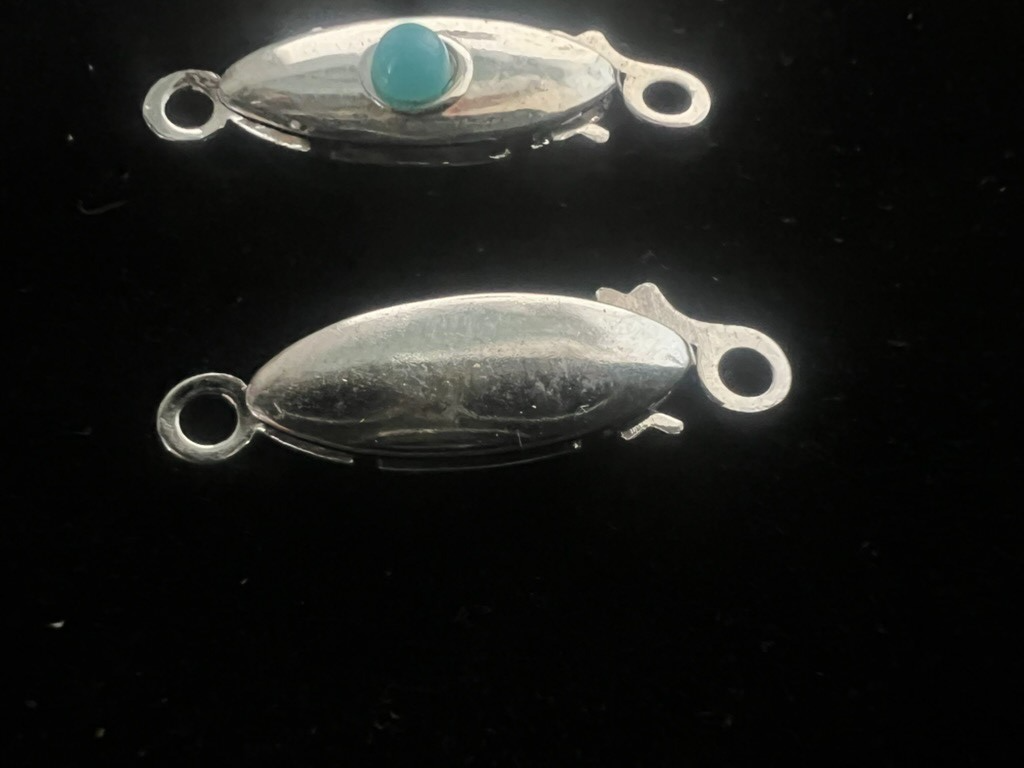 🔴 ARGENTO 800 chiusure collana gancio 1 filo con pietre vintage 3 PEZZI