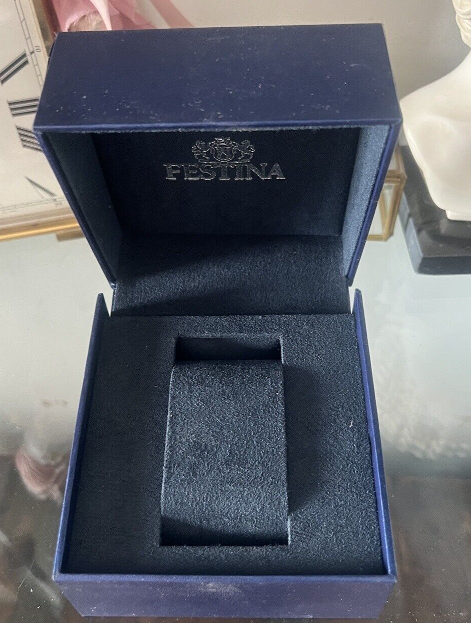 🔴 FESTINA box scatola orologio custodia blu interno floccato con fermo