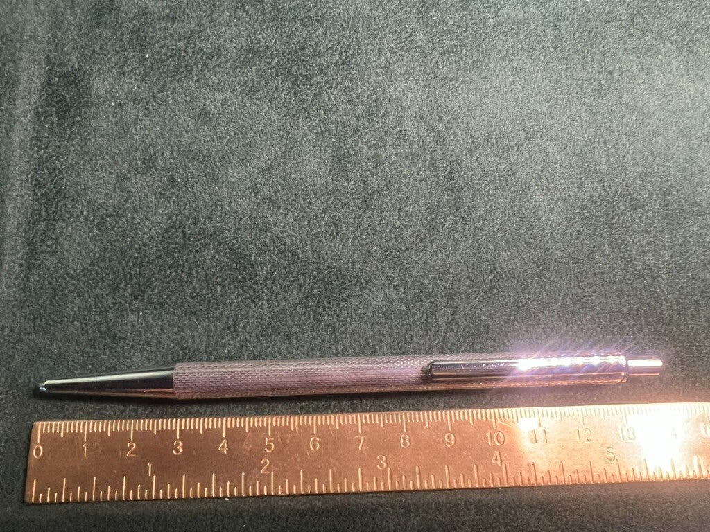 🔴 Penna sfera ARGENTO MASSICCIO 925 onde guillocchè meccanismo scatto scrive