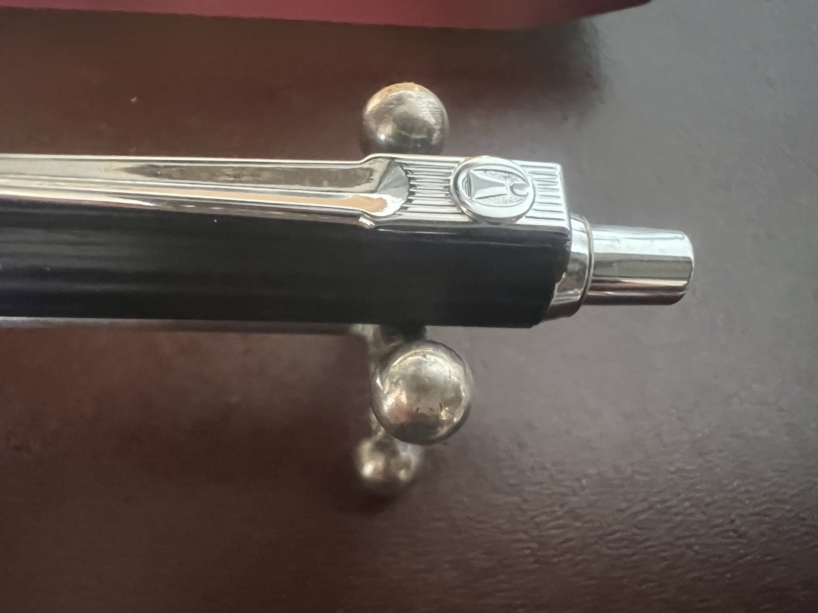 Ballograf Pen Sphere Nordic Button Snap Blue Chrome Marking Vintage 