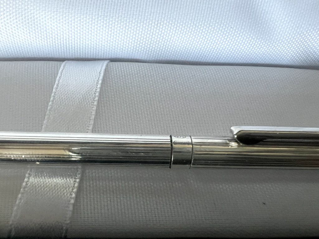 🔴 SOLID SILVER 925 ballpoint pen horizontal lines writes vintage 19 