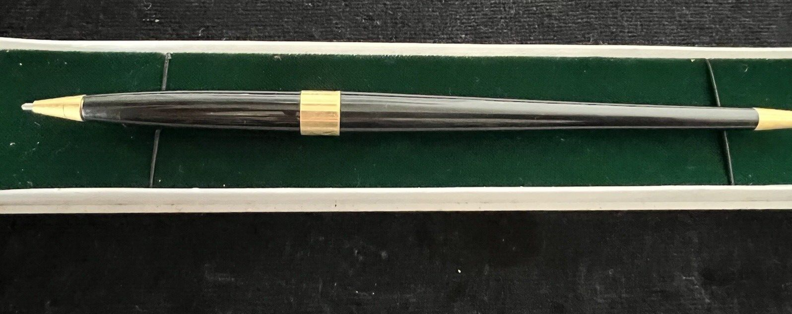 Pen Sphere Black Edges Brass Penholder Desk Vintage