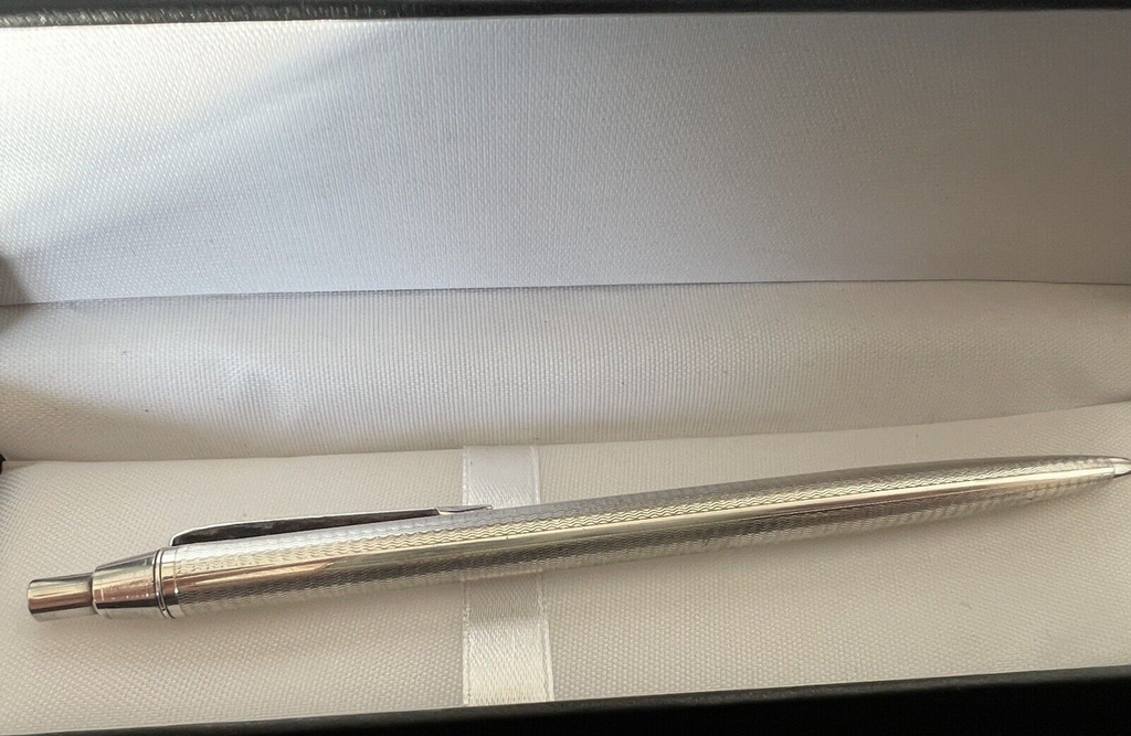 🔴 Penna sfera ARGENTO MASSICCIO 925 cesellata bassorilievo guillocchè 14