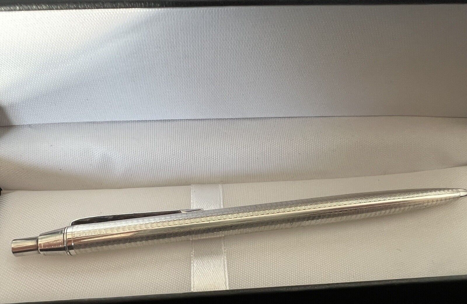 🔴 Penna sfera ARGENTO MASSICCIO 925 cesellata bassorilievo guillocchè 14