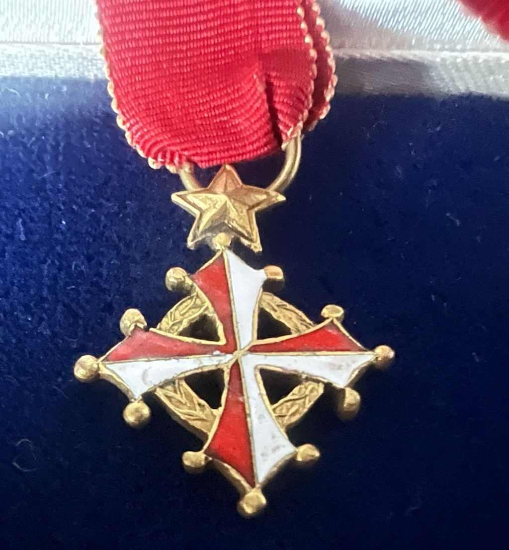 🔴 Croce Patente Decorazione al Merito e Stella dorata Nastro rosso vintage