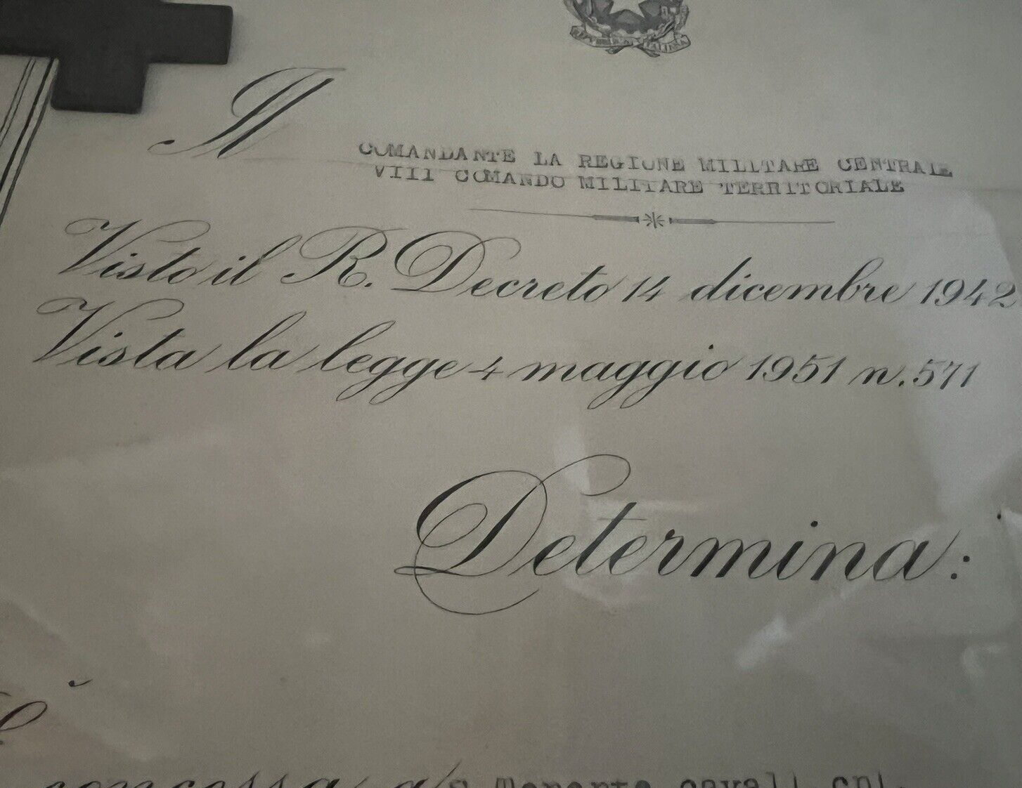 🔴 CROCE bronzo al merito guerra e Attestato con timbri quadro ORIGINALE 1959