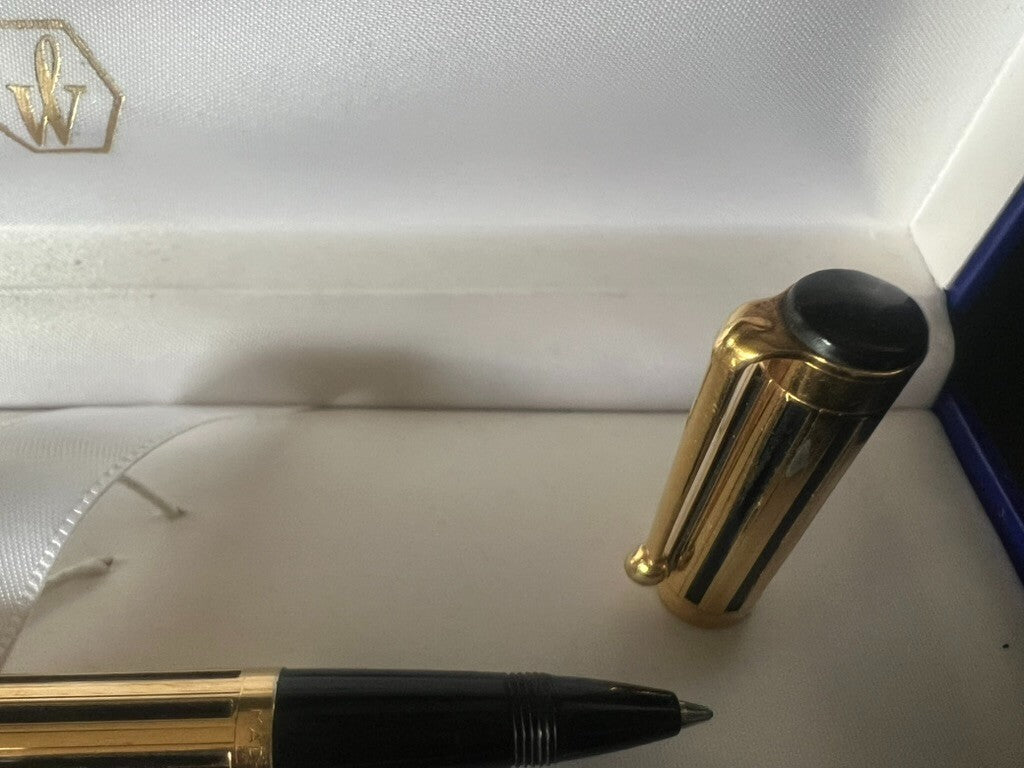 🔴 WATERMAN penna sfera Night and Day placcata oro con finestre concave scrive