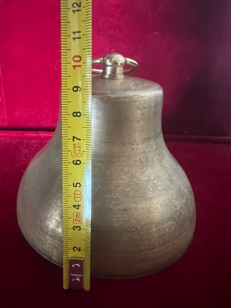 🔴 CAMPANA campanella metallo ottone da altare con cuore GRANDE h 12 cm vintage