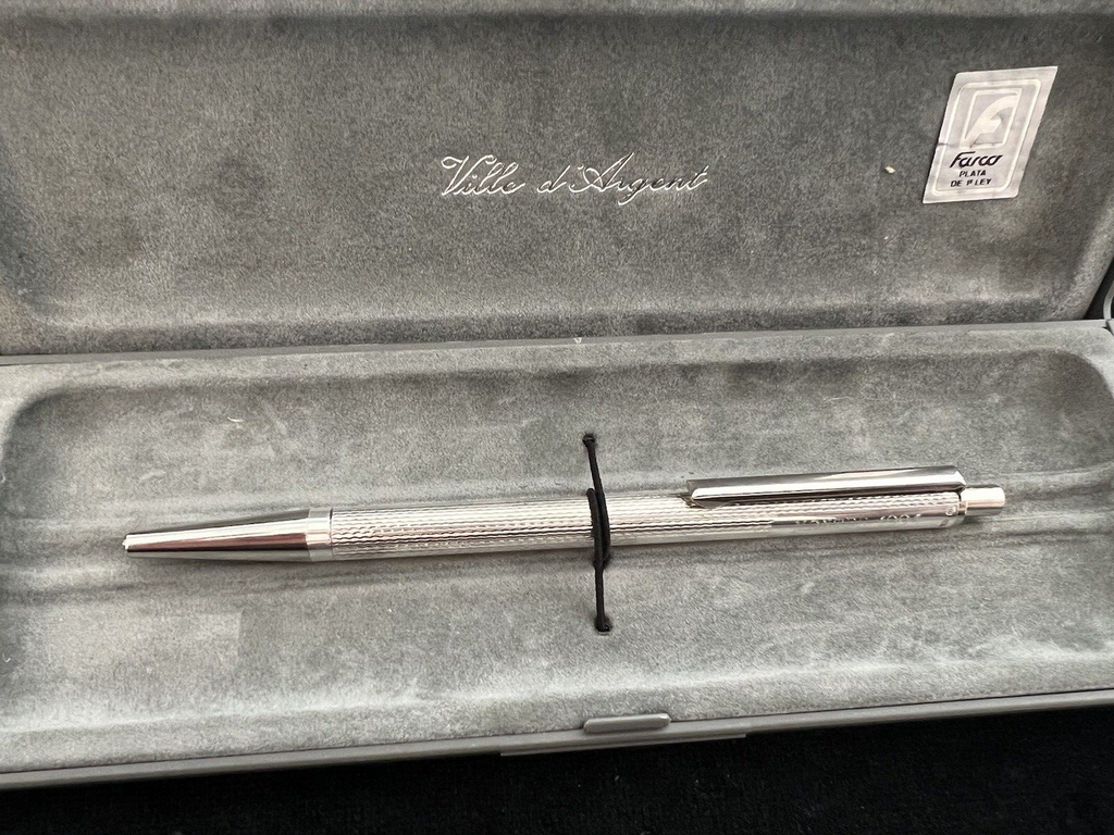 🔴 VILLE D'ARGENT penna sfera ARGENTO 925 cesellata guillocchè onde MONTER 1994