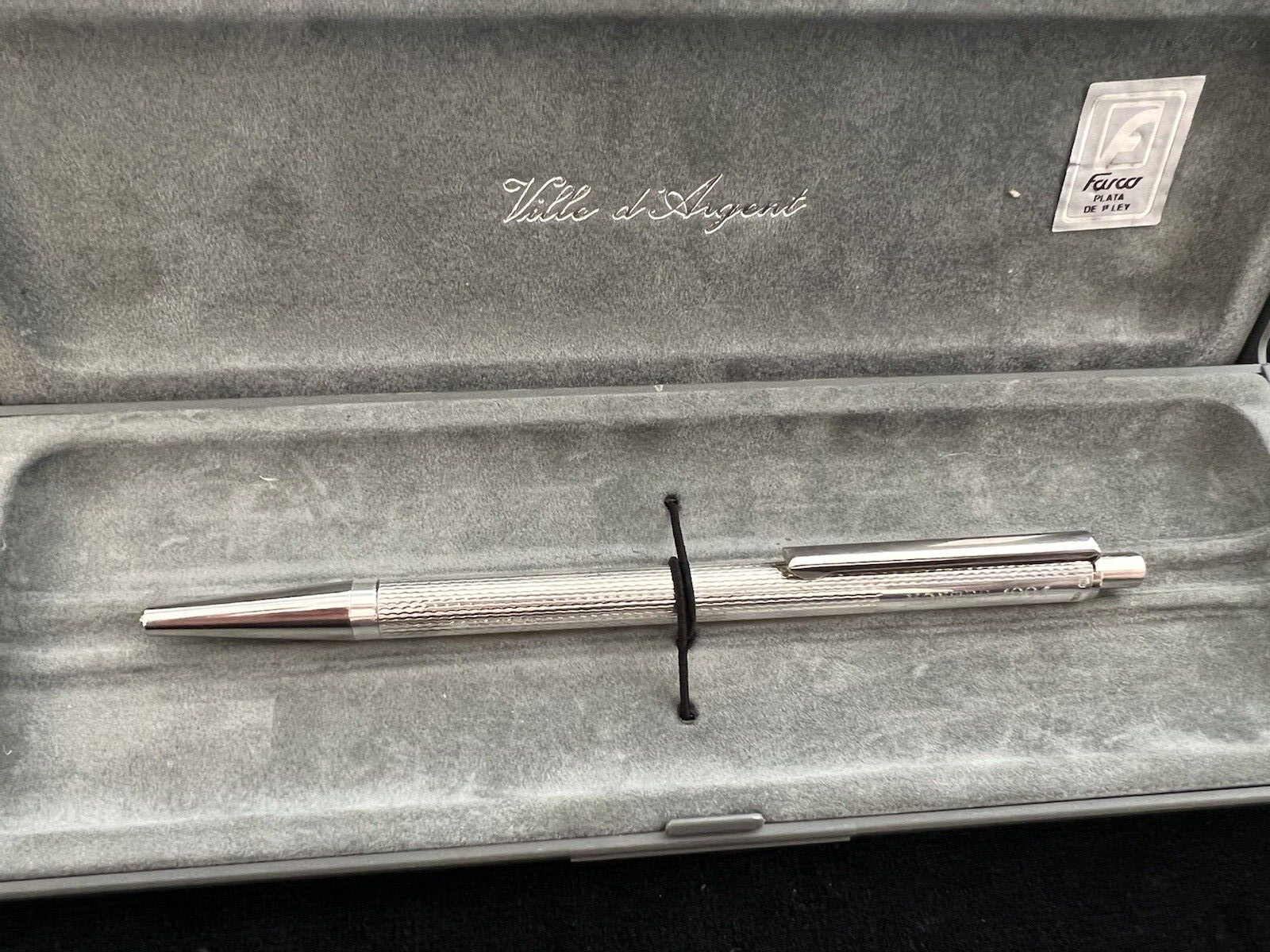 🔴 VILLE D'ARGENT penna sfera ARGENTO 925 cesellata guillocchè onde MONTER 1994