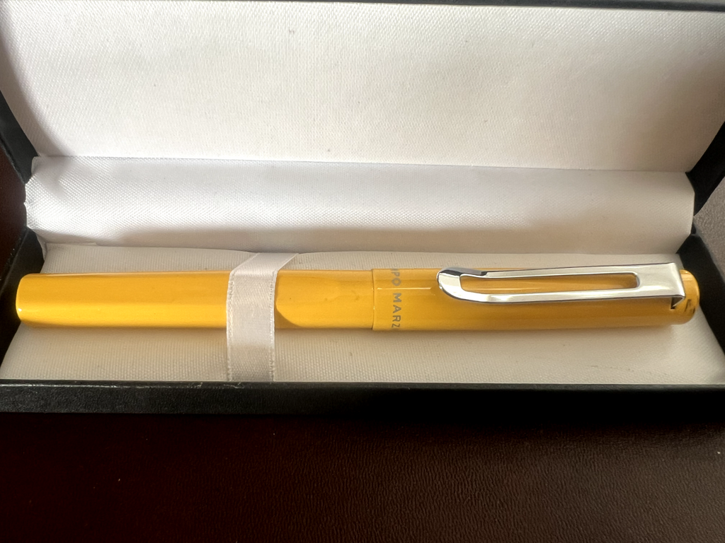 🔴 CAMPO MARZIO penna stilografica lacca gialla profili cromati design scrive