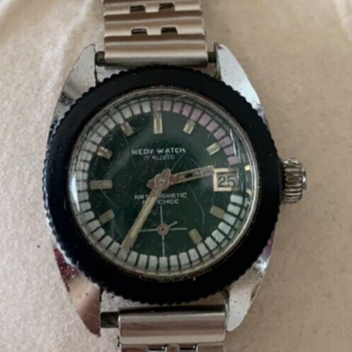 🔴 HEDY WATCH women's SUB DIVER manual underwater watch 4 ATM vintage 