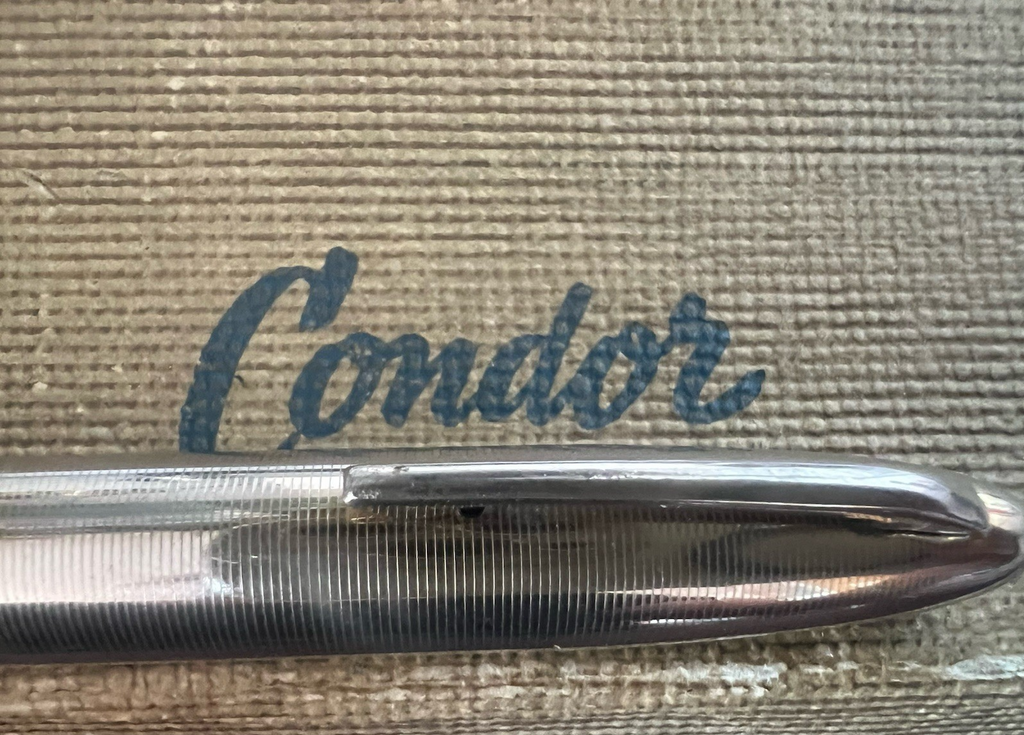 🔴 CONDOR penna stilografica nera DELUXE a pistone scrive vintage 1950