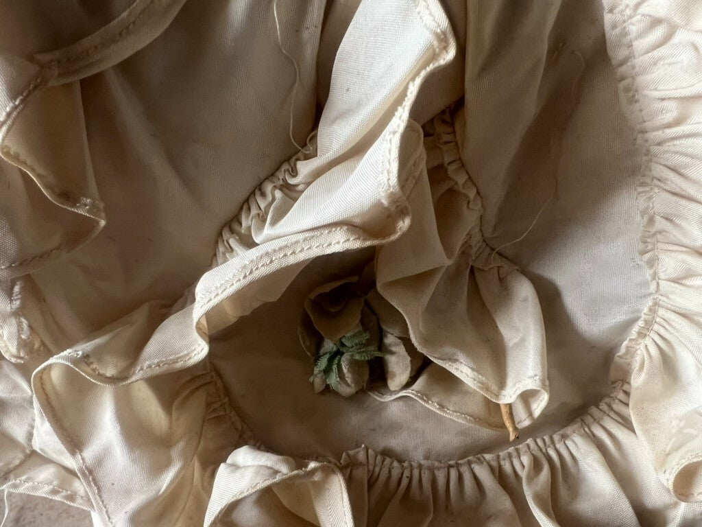 Poupée De Céramique Avec Robe Cousu À Main Hauteur 47cm Arts Articulé Vintage