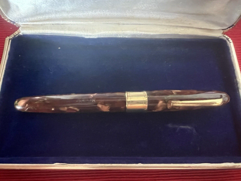 Red Contessa Fountain Pen Celluloid Lever Original Vintage '30