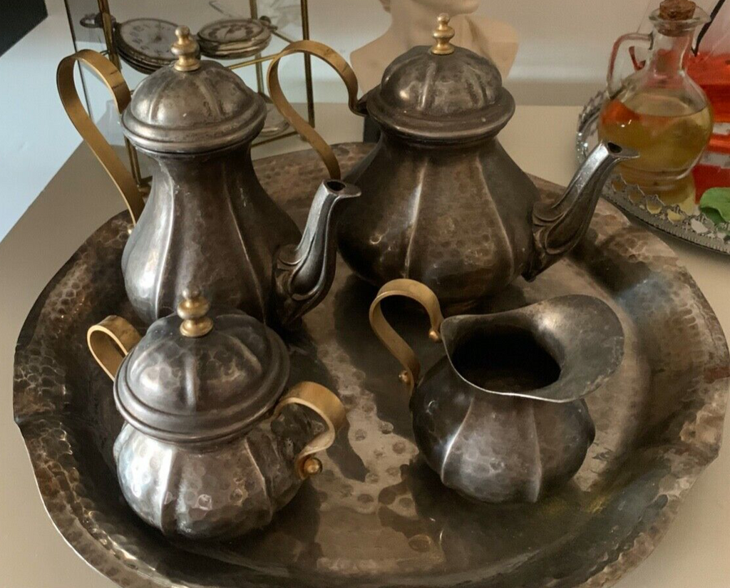 Service de The Café Répliqua: A Main En Silver Plated Vintage