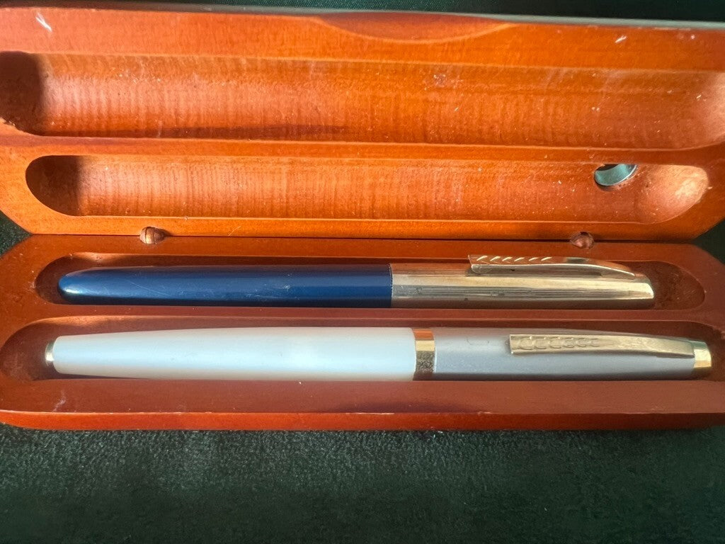 Penne Stylos-Plumes Bleu Blanque A Piston Scrivono pour Encre Vintage B