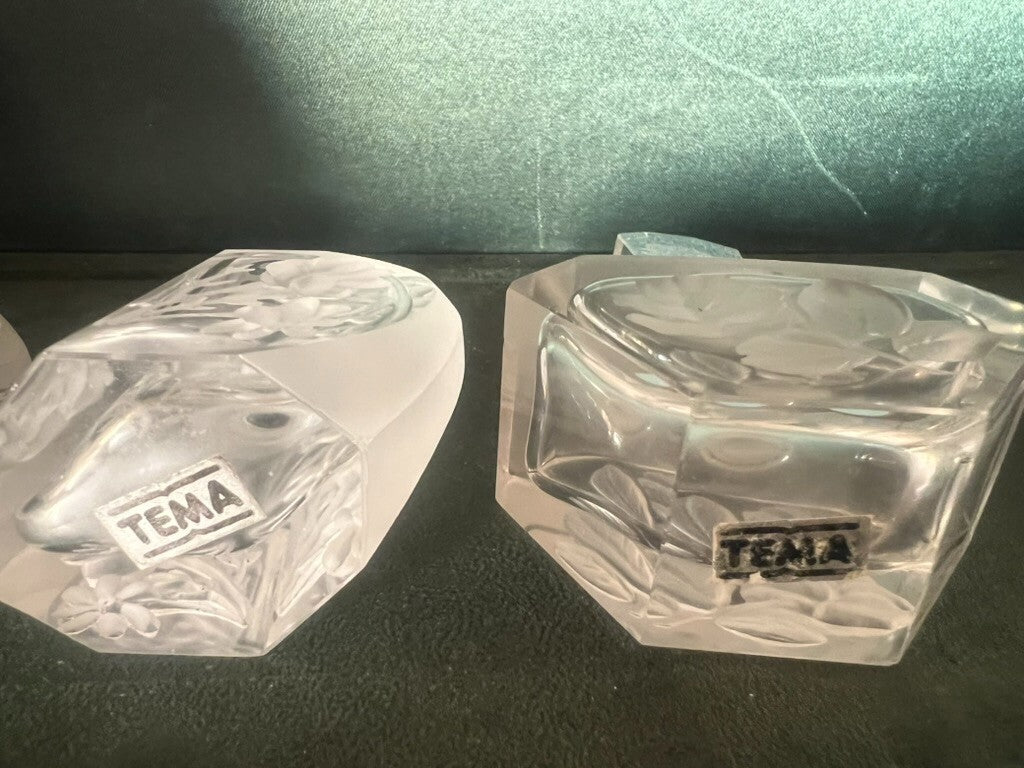 Thème Porte- Parfum Essenza Verre Bord Biseauté Rose Marguerite h11,5 Wc 2 Pcs 