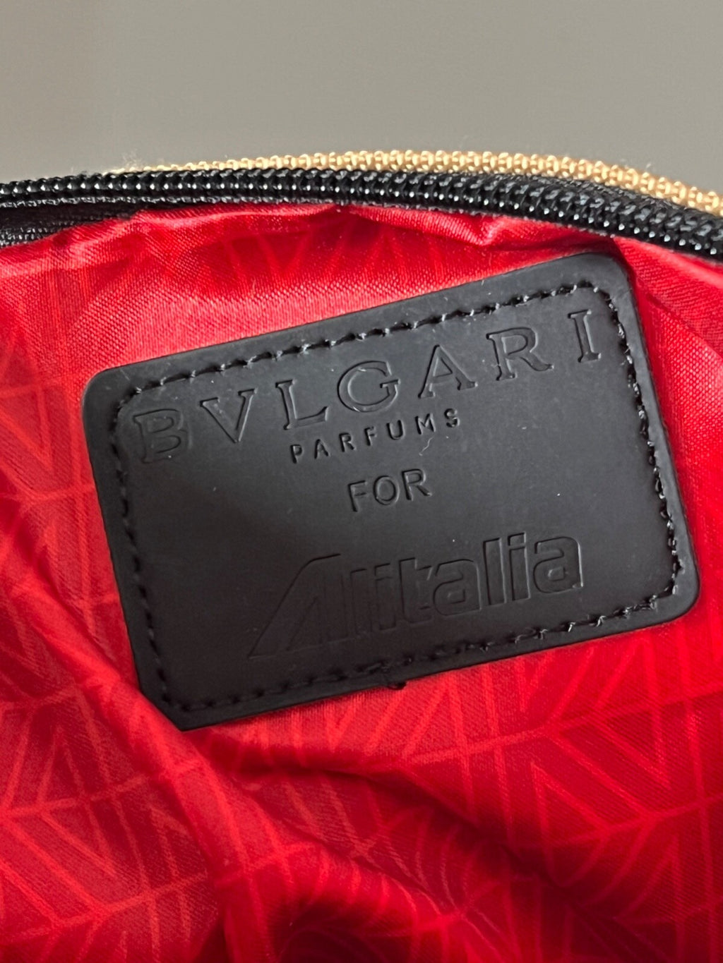 🔴 BULGARI pochette Alitalia porta IPAD organizer viaggio tessuto champagne L26
