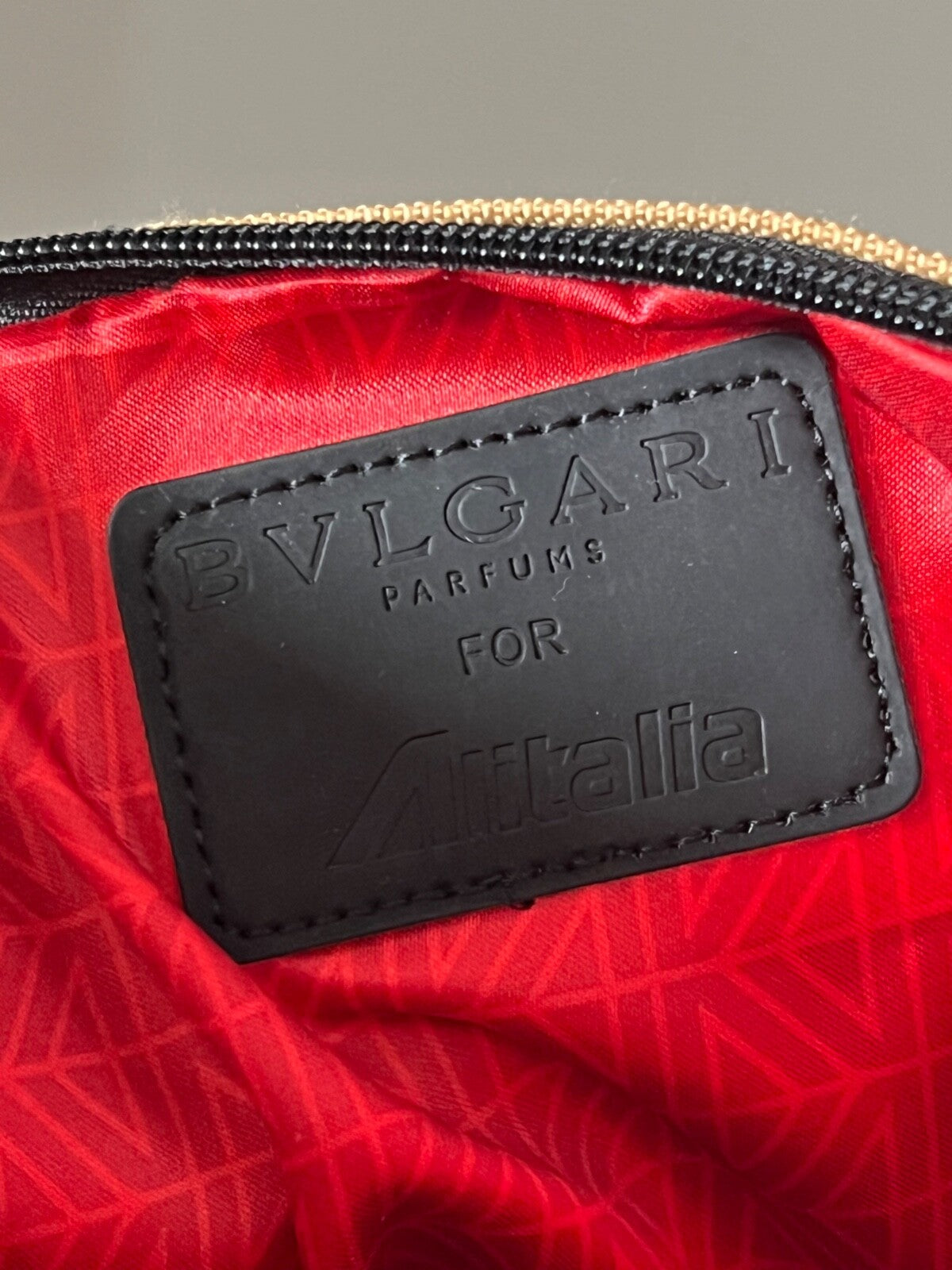 🔴 BULGARI pochette Alitalia porta IPAD organizer viaggio tessuto champagne L26