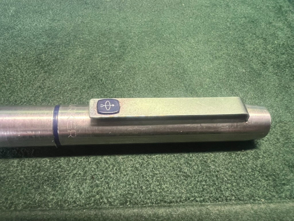 🔴 PARKER penna stilografica 25 cromata sigillo BLU a cartuccia vintage 1970