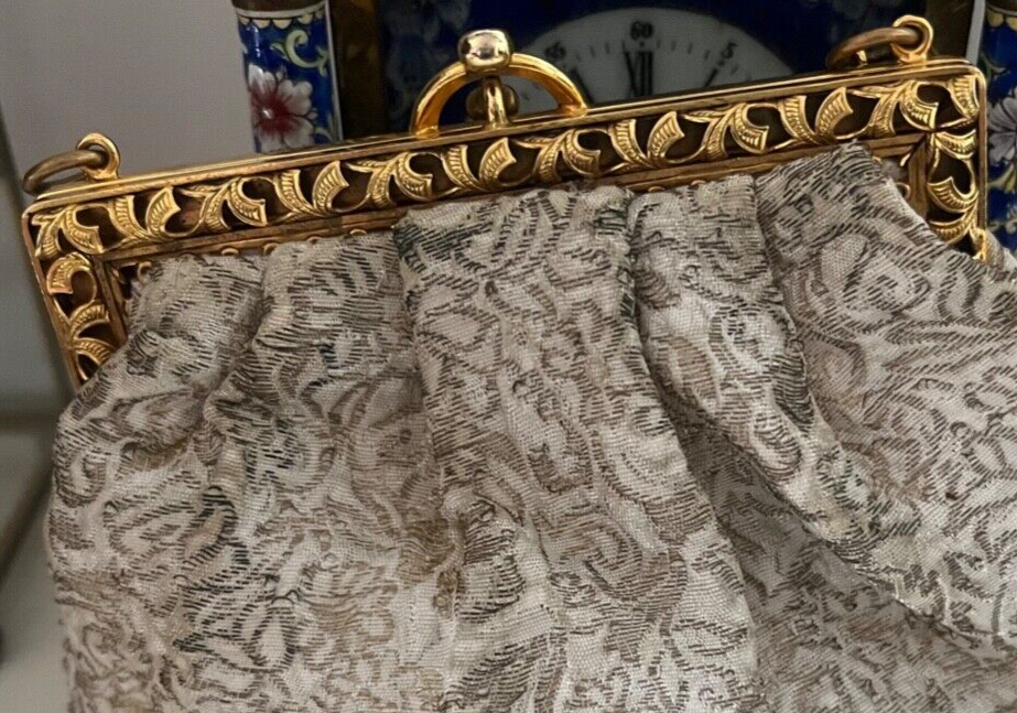 🔴 BORSA donna pochette fili DORATI bianca con ceselli e catena ART DECO'