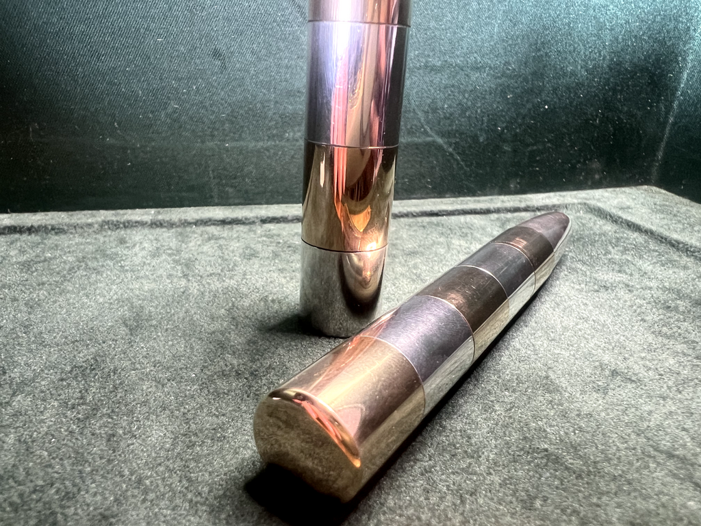 Roter Kugelschreiber, 925er Sterlingsilber, massiv, zweifarbig, schwer, selten 