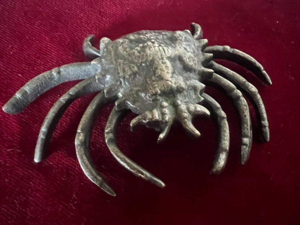 Presse-Papier Crabe Sculpture Bronze Massif Dimensional Vintage