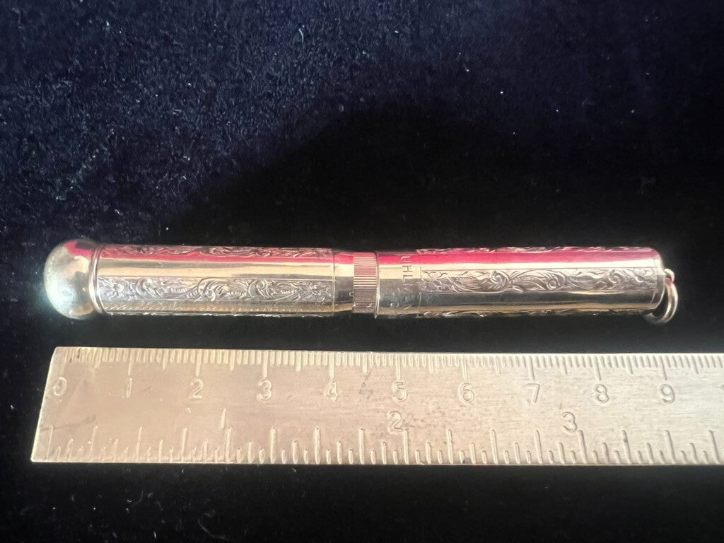 🔴 UHLMANN'S ETERNO matita retrattile aminata oro ciondolo chatelaine antica