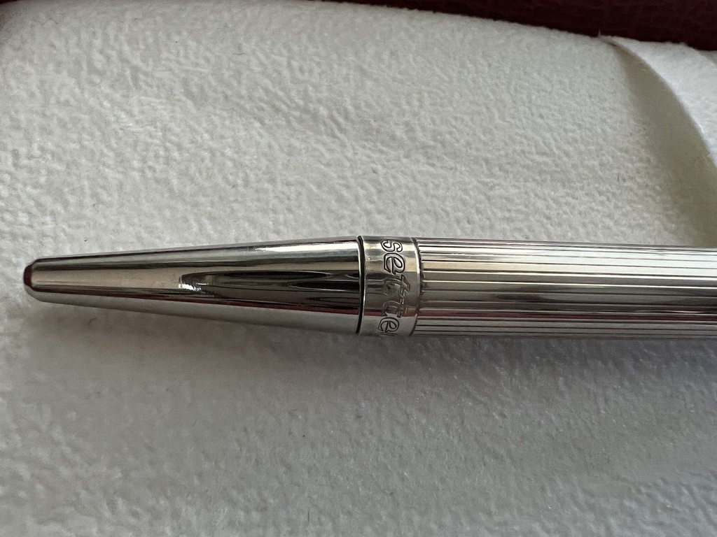 Settelaghi Stylo-Plume Sphère Argent 925 Massif Rayé Avec Certifié Garantie 2