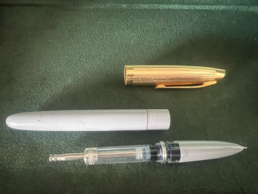 🔴 Blaugraue Kolbenfüllfederhalter schreiben mit Vintage-Tinte A 
