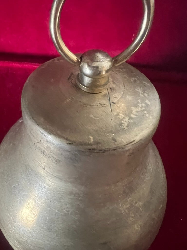 🔴 CAMPANA campanella metallo ottone da altare con cuore GRANDE h 12 cm vintage